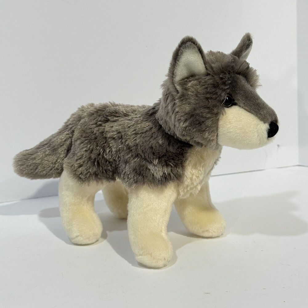Douglas Cuddle Toys Gray Ivory Wolf Dancer Plush Amber Eyes 8" x T7